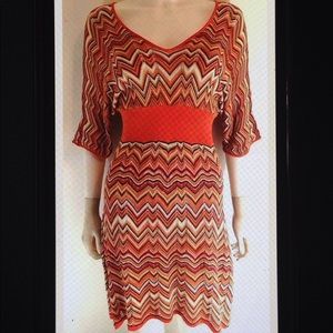 BCBG Maxazria Silk Blend Open Chevron Knit Dress